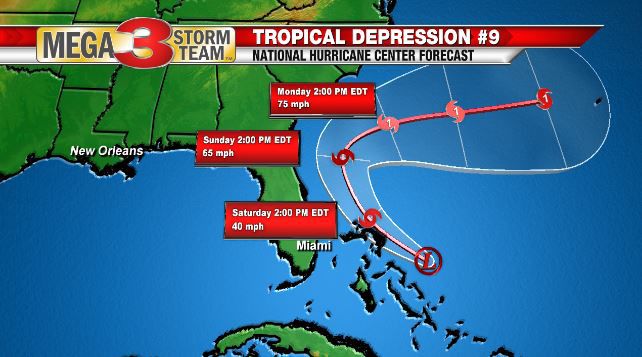 Tropical Depression Nine Forecast from the National Hurricane Center
